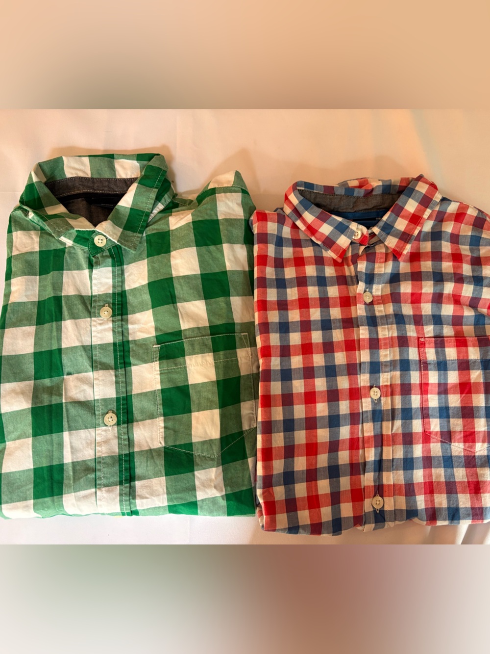 BUNDLE, GAP kids Green & Red/Blue Plaid Button-Down Shirts